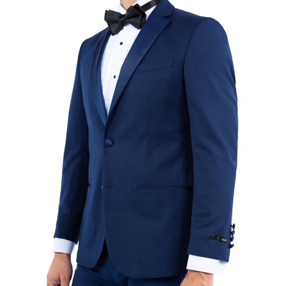 Notch Lapel (Tailored to Move and Flex) Tuxedo Separates Coat, Navy by ZeGarie - Picture 3 of 5